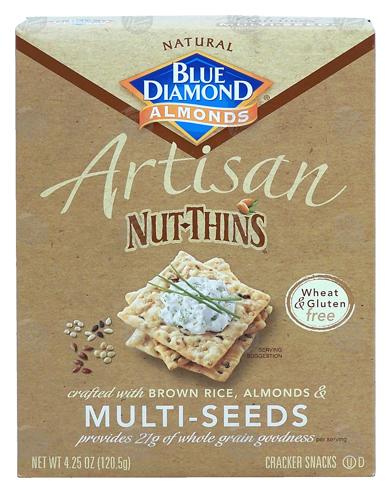 Blue Diamond Artisan Nut-Thins, brown rice, almonds & multi-seeds snack crackers Full-Size Picture